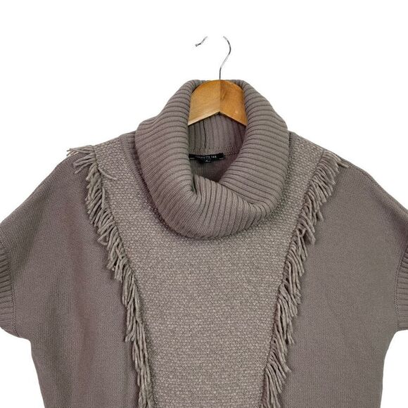 Lafayette 148 Women’s Wool Fringe Cowl Neck Short Sleeve Sweater Size P (0-2) - Picture 2 of 7